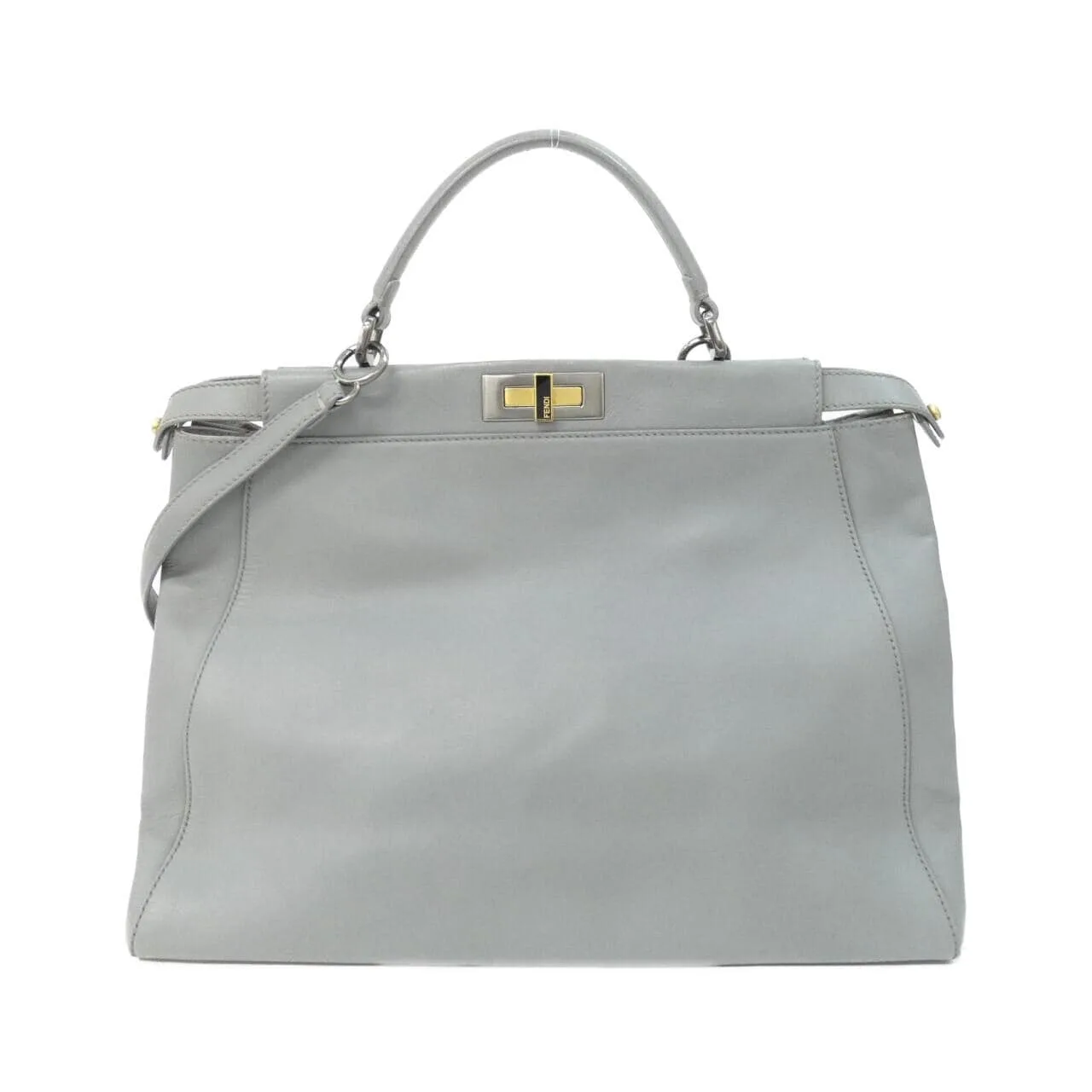 FENDI Peekaboo 8BN210 FZN Handbag Leather Grey Leather Rank B - Thumbnail 2