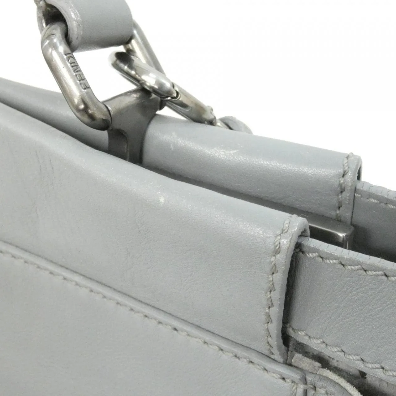 FENDI Peekaboo 8BN210 FZN Handbag Leather Grey Leather Rank B - Thumbnail 6