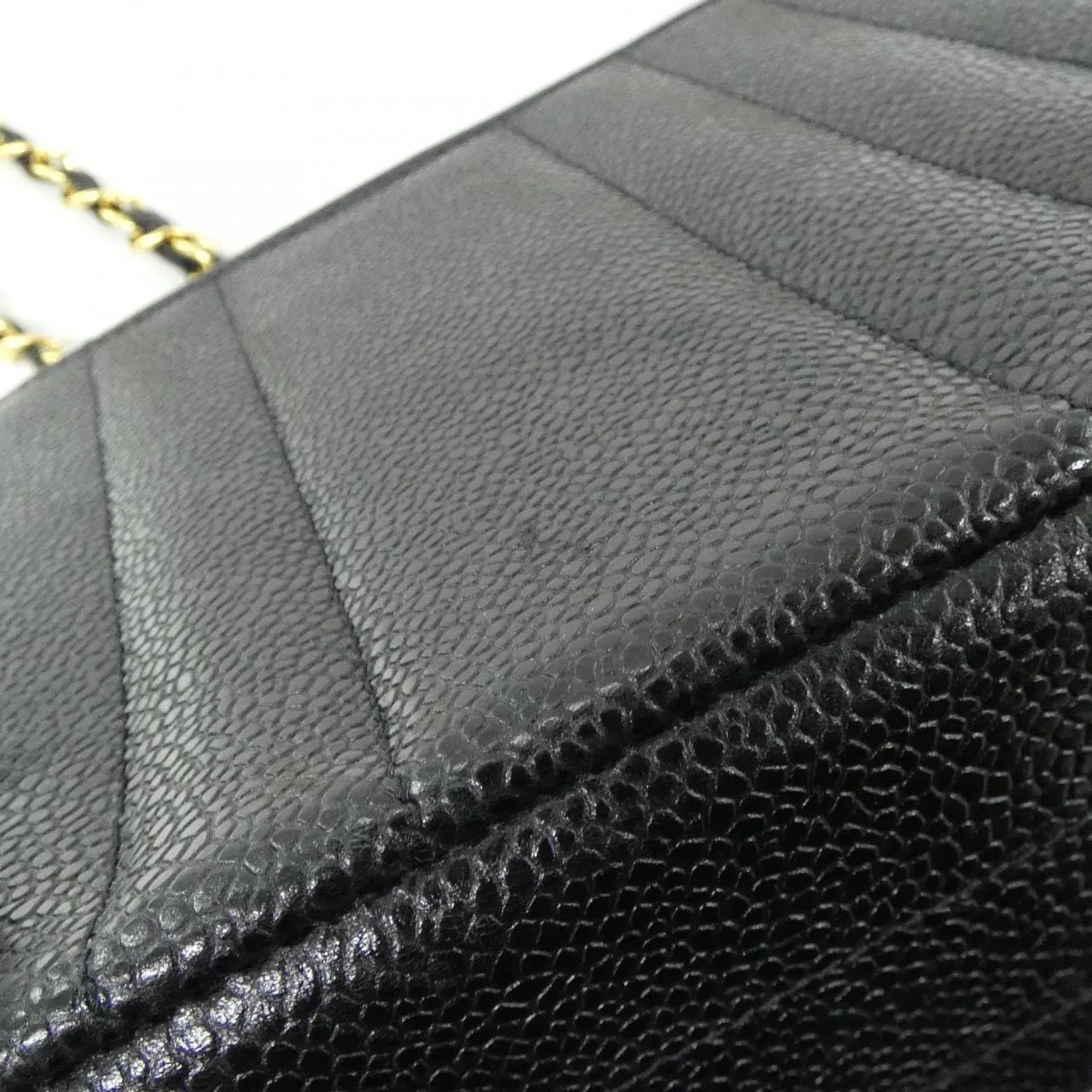 CHANEL 肩背包 荔枝紋牛皮 黑色 荔枝紋牛皮 中古品A - 縮圖 4