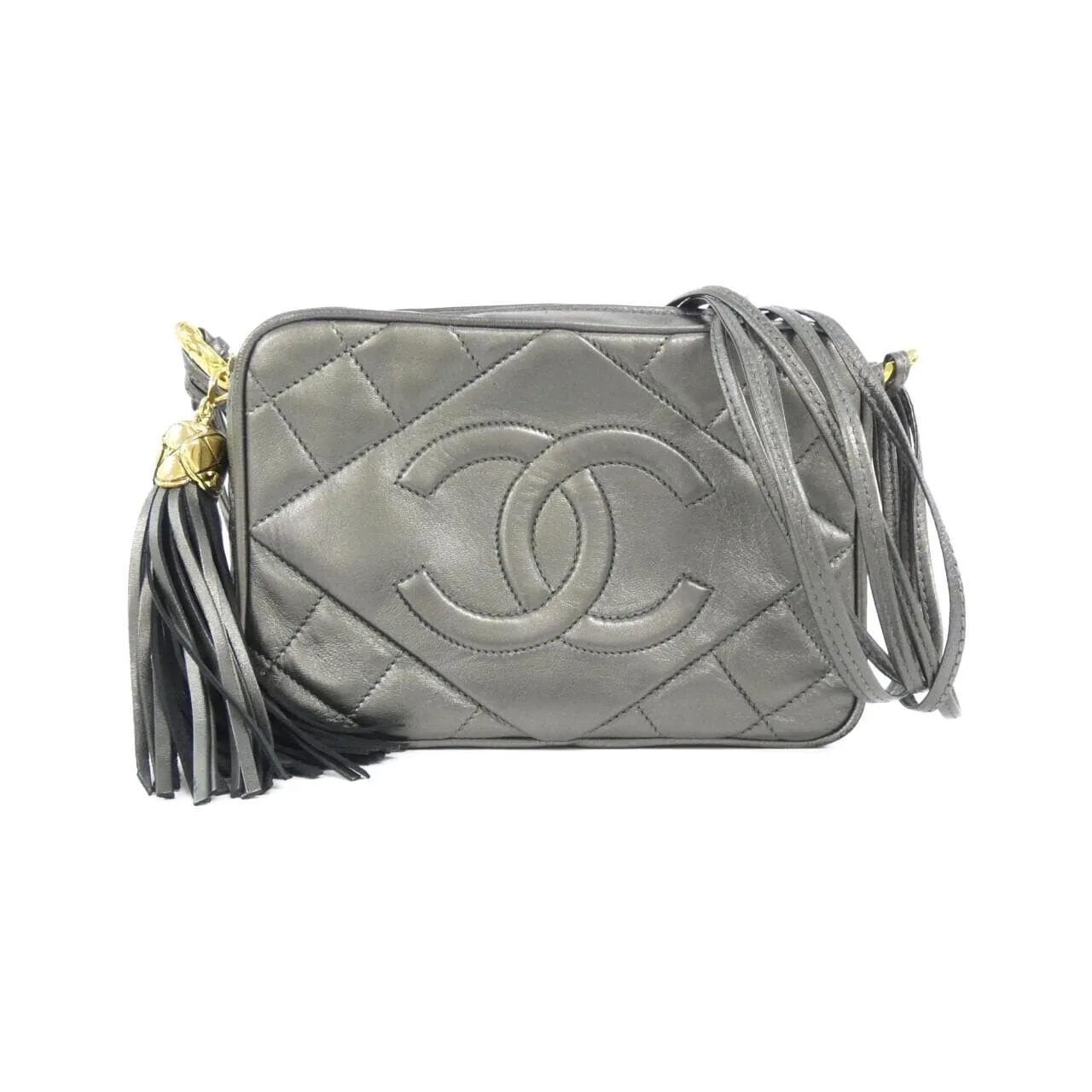CHANEL Shoulder Lambskin Grey