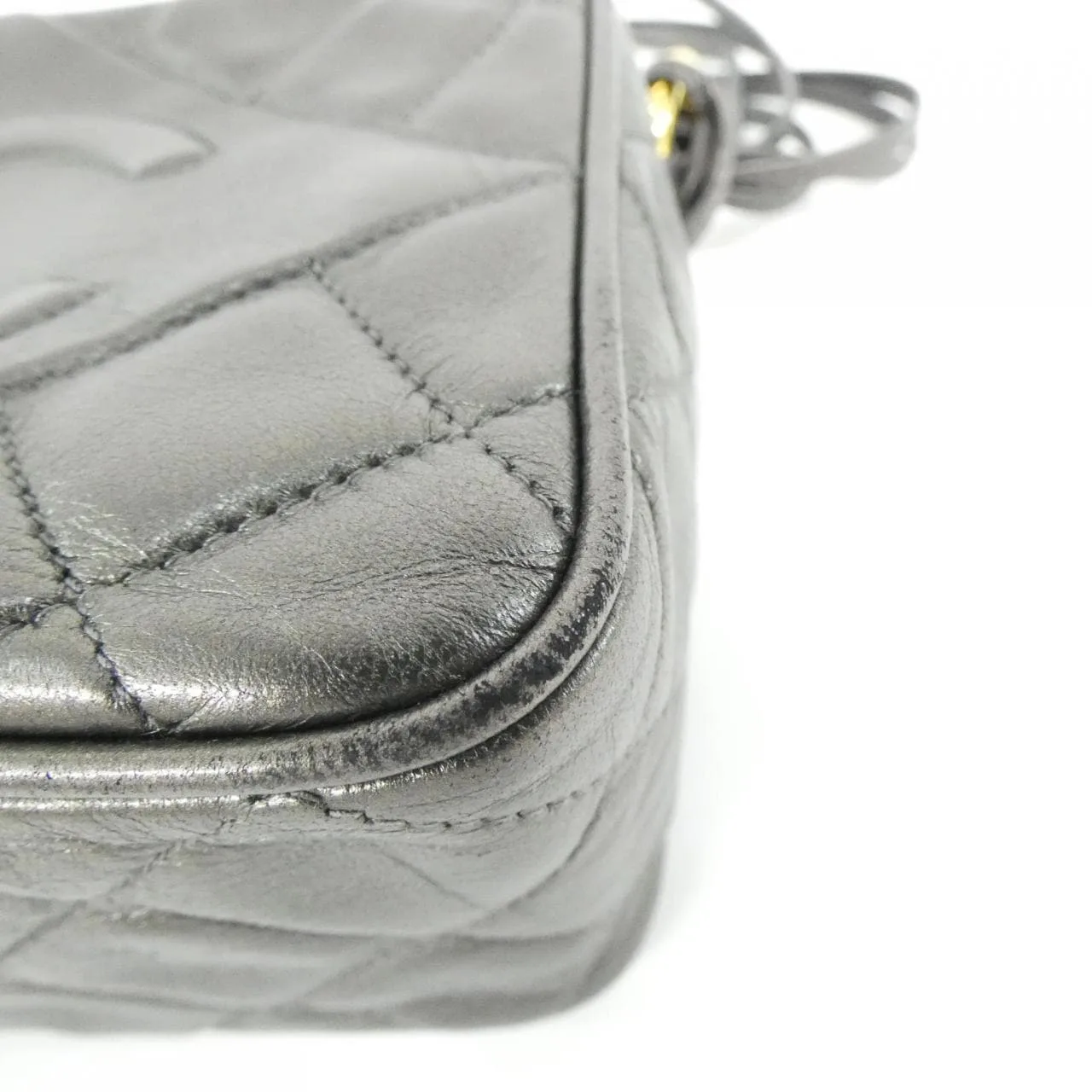 CHANEL Shoulder Lambskin 灰色 羊皮 中古品A - 縮圖 3