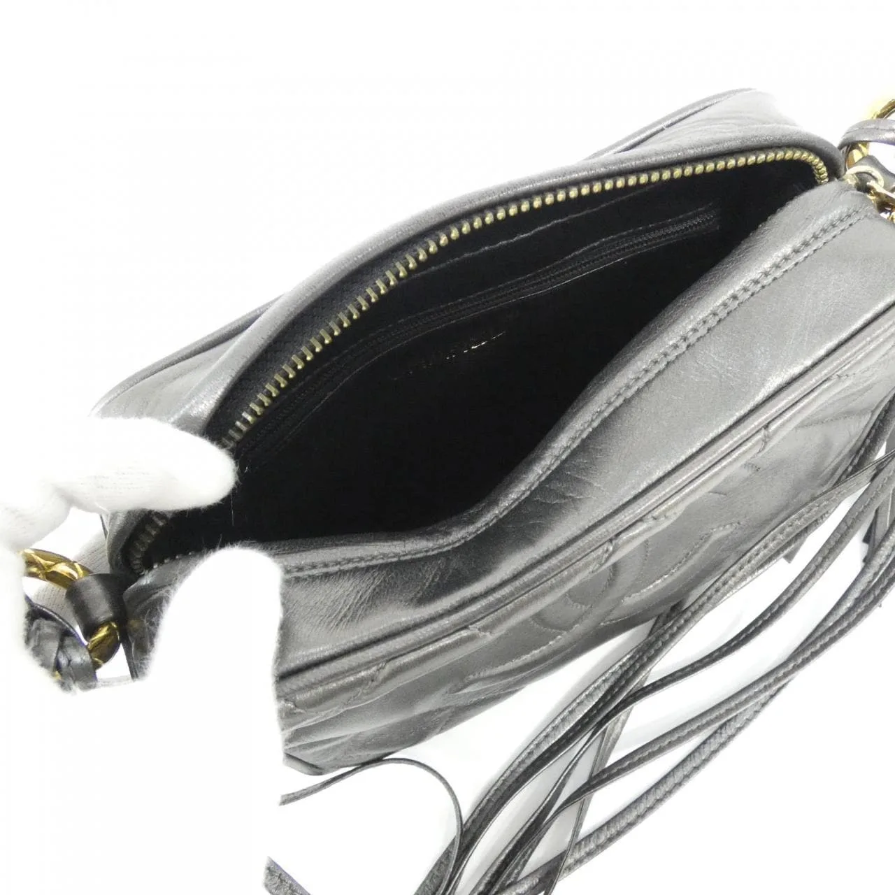 CHANEL Shoulder Lambskin 灰色 羊皮 中古品A - 縮圖 7