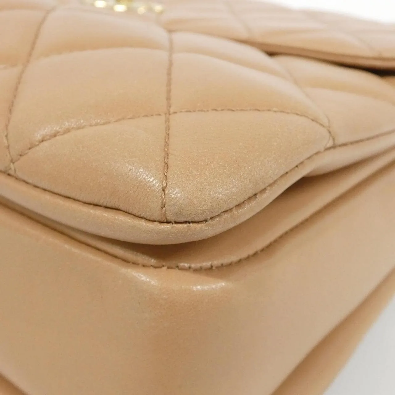 CHANEL 92237 Handbag Lambskin 米色 羊皮 中古品B - 縮圖 3