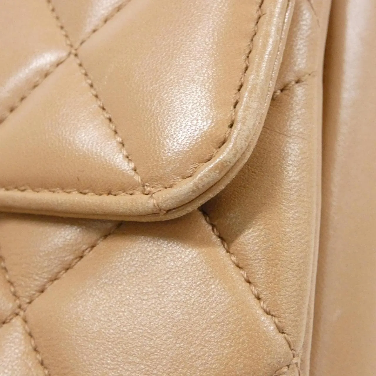 CHANEL 92237 Handbag Lambskin 米色 羊皮 中古品B - 縮圖 5