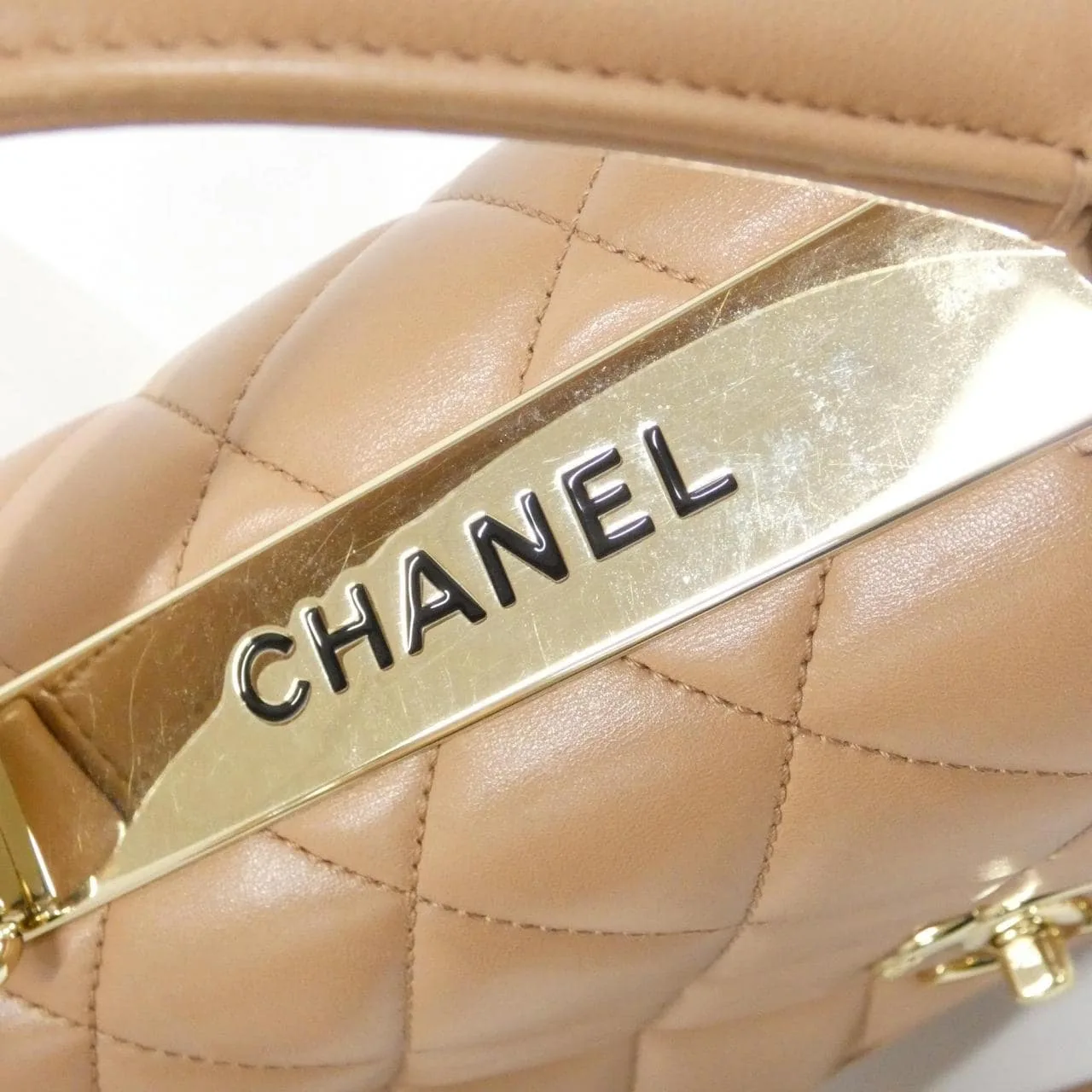 CHANEL 92237 Handbag Lambskin 米色 羊皮 中古品B - 縮圖 7