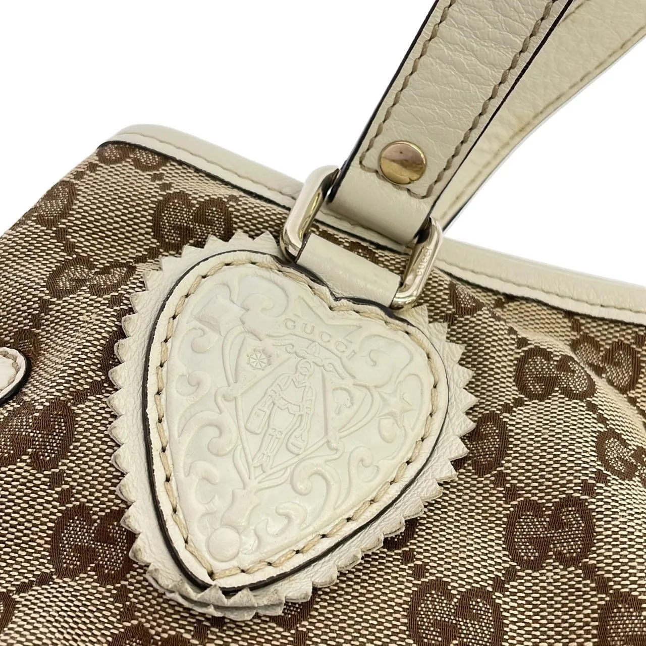 GUCCI 211955 手提包 帆布 米色 帆布 中古品A - 縮圖 5