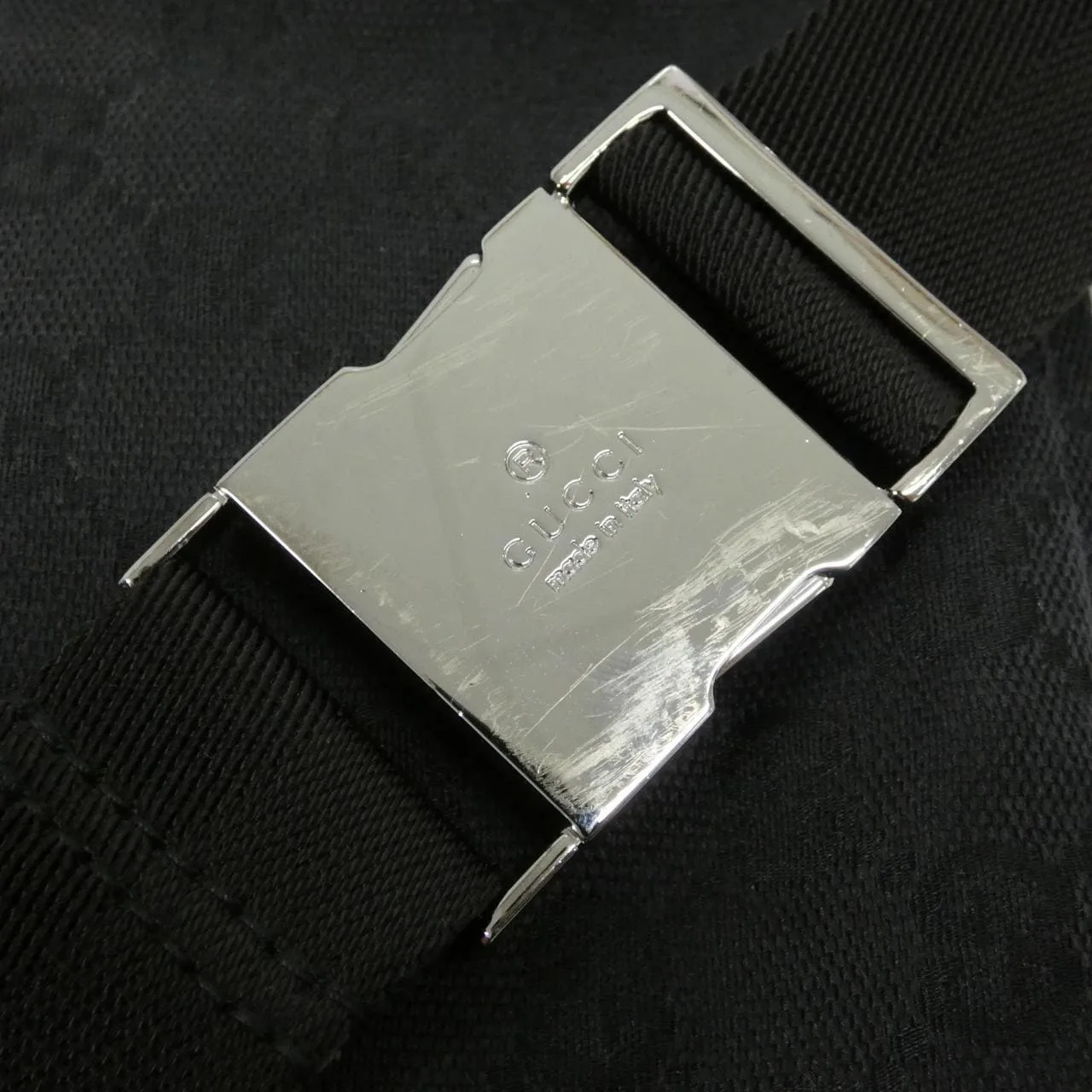 GUCCI 28566 Belt Canvas 黑色 帆布 中古品A - 縮圖 7