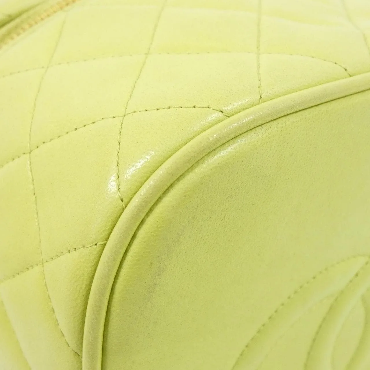 CHANEL Handbag Lambskin 綠色 羊皮 中古品B - 縮圖 3