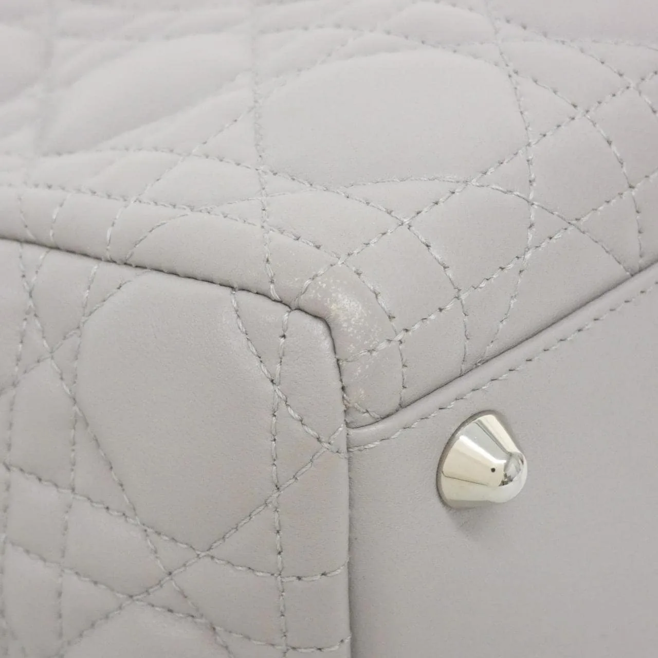 DIOR Lady Dior CAL44561 Handbag Lambskin Grey Lambskin Rank A - Thumbnail 3