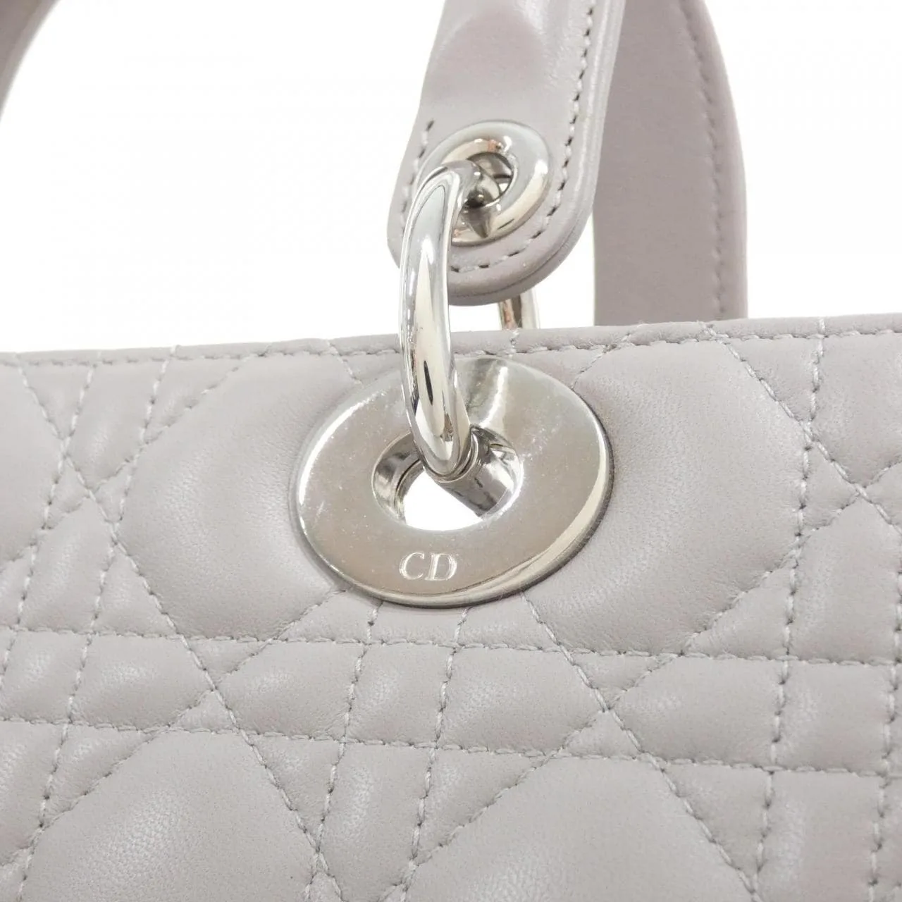 DIOR Lady Dior CAL44561 Handbag Lambskin Grey Lambskin Rank A - Thumbnail 4