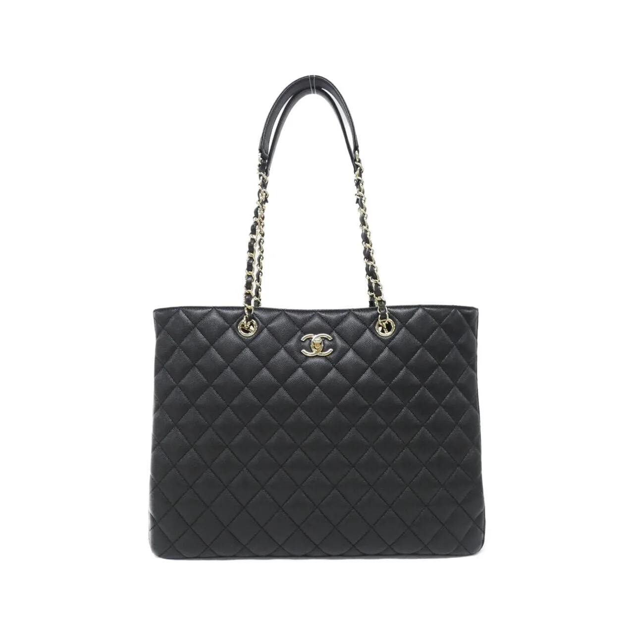 CHANEL 91046 手提包 荔枝紋牛皮 Black