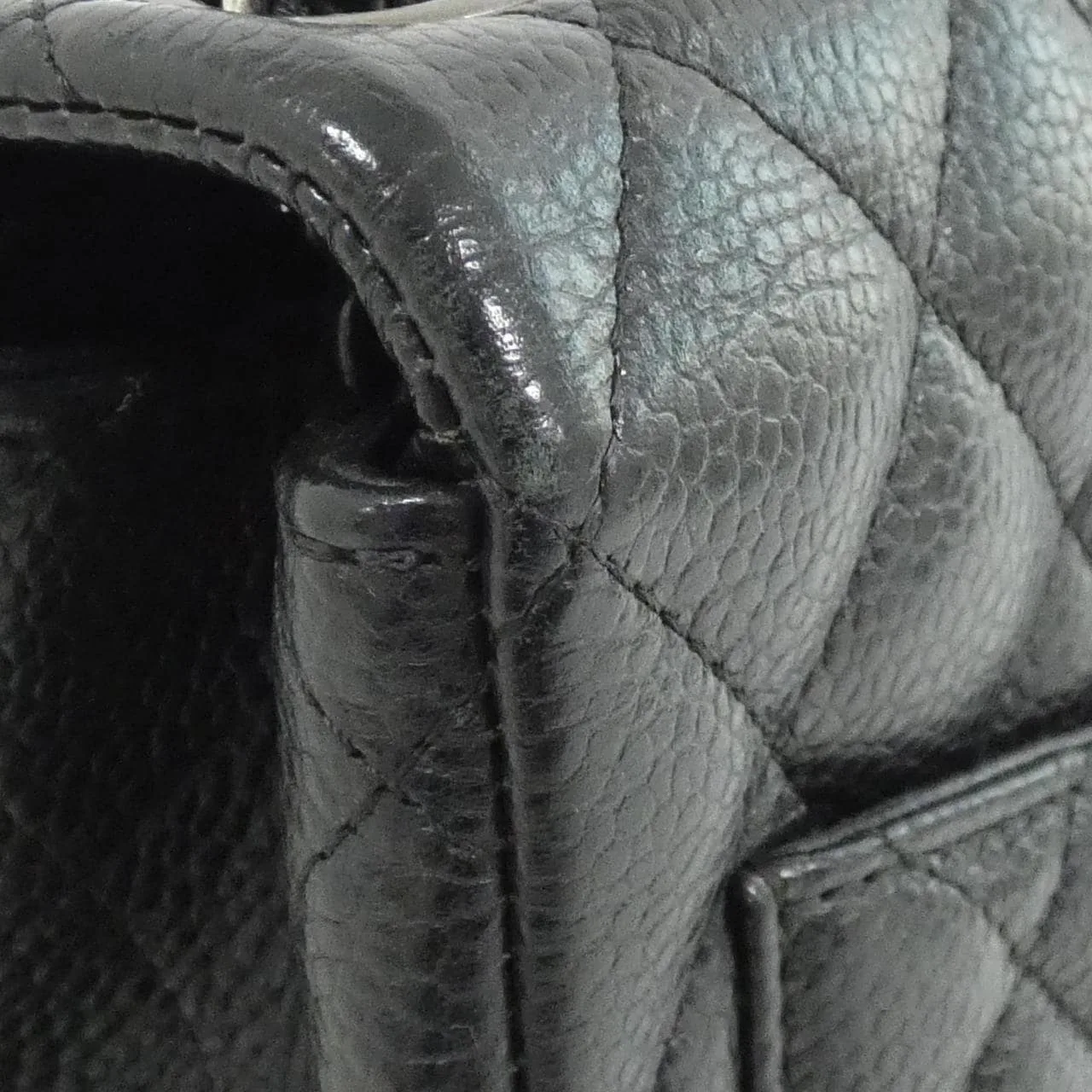 CHANEL Matelasse 35200 肩背包 荔枝紋牛皮 黑色 荔枝紋牛皮 中古品A - 縮圖 5